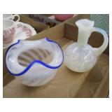 Fenton Blue Ridge Dish & Fenton Art Glass Cruet