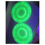 Aquamarine Uranium Glass Black Forest Plates