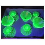 Seven Uranium Glass Sherbet Dishes