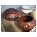 Two Bean Pots - One w/Lid -Watt & Marquest