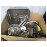 Metal Dishes: Pans, Dishes, Creamer
