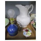 Blue Base Lamp, Pitcher & Royal Doulton D©cor