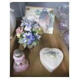 Italian Ceramic Floral, Trinket Dish, Salt Shaker