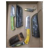 Four Damascus Knives