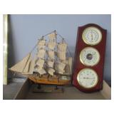 Clipper Ship Model & Barometer