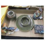 Japanese Scribe Figurine, Pottery, Trinket Box