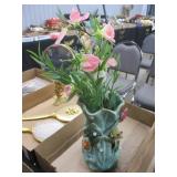 Pottery Vase w/Faux Florals