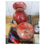 Wood Vase & Lidded Bowl, Table Runner