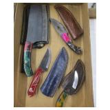 Four Knives w/Sheaths - One is Damascus