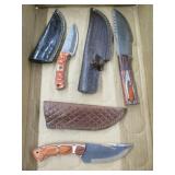 Three Knives w/Sheaths - Two are Damascus