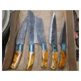 Set of Five Textured Blade Knives