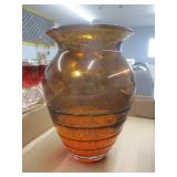 Hand Blown Art Glass Swirl Vase