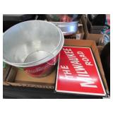 Budweiser Ice Bucket & Milwaukee Road Sign
