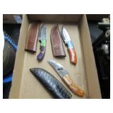 Three Knives w/Sheaths - One Damascus
