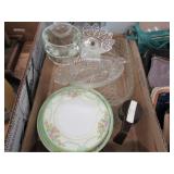 Clear Glassware & Meito China Plates - Japan