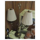 Brass Lamp - Dual Light w/Shades