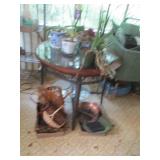 Wood Top Wicker Table