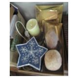 Salt Lamps, Votives, Goldtone Plates