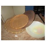 Ceramic Bowl, Wicker & Wood Baskets