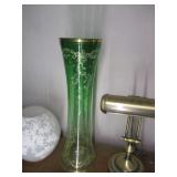 Green Vase w/Goldtone Trim