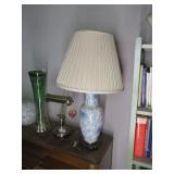 Blue & White Base Lamp w/Shade