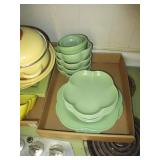 Green Floral Shape Bowls & Plates