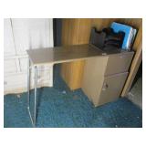 Metal Cabinet w/Drop Leaf & Contents