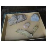 Stone Lion, Petrified Wood, Brass Feather