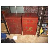 Asian Theme Bedside Tables - Pair