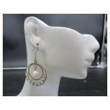 Hook Pendant Earrings w/Pearls Hooks 925