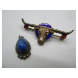 Silver Longhorn Pin & Pendant