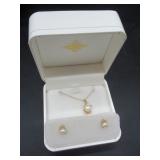 Necklace & Earring Set- 14K - Diamonds Tested