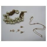 Necklace Marked 14K, Bracelet & Earrings
