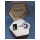 Gold Cuff Links w/Stone & Script