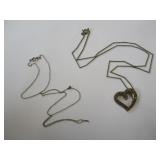 Heart Pendant Necklace w/Two Chains