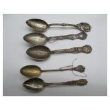 Five Collectible Spoons Marked Sterling