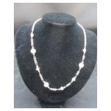 Bead & Silver Necklace Marked 925 Italy