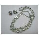 Bead Necklace & Clip Earrings