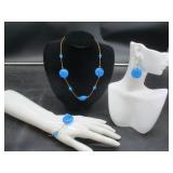 Murano Bead Necklace, Bracelet Earrings Italy