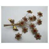 Flower Bouquet Brooch Marked Sterling