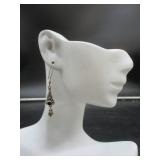 Silver Drop Earrings w/Stone