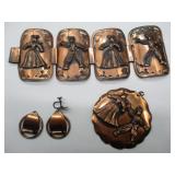 Coppertone Metal Bracelet, Pendant, Earrings
