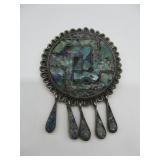 Silver Brooch or Pendant w/Stone