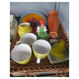 Hazel Atlas Creamer, Mikasa Cups, Wire Tray