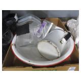 White Enamel Pan & Coffee Pot, Canister, Tin
