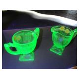 Uranium Glass Sugar & Creamer