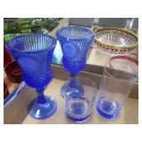 Cobalt Stemware & Two Glasses