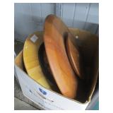 Two Wood Lazy Susans & Metal Tray
