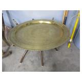 Round Brass Top Table