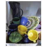 Cups, Plates, Pitcher, Lidded Dish, Pottery Vase